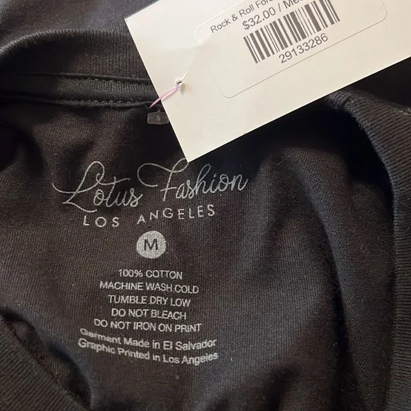 NWT Lotus Fashion Rock & Roll Forever World Tour Black T-Shirt M - Picture 4 of 4